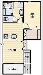 LOTUS坪井(1LDK/1階)の間取り写真