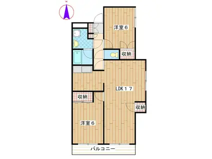 川辺泉町マンション(2LDK/2階)の間取り写真