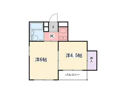 ジョエロ鳴尾(2K/2階)の間取り写真