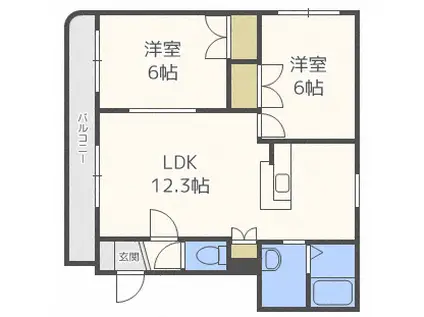 ソルヴィエント宮ヶ丘(2LDK/3階)の間取り写真