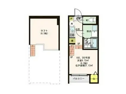 ハーモニーテラス唐原II(1K/1階)の間取り写真