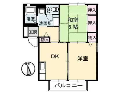 グランドール(2K/1階)の間取り写真