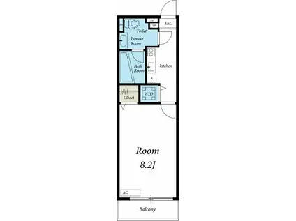 リブリ・クレールカルチェ(ワンルーム/1階)の間取り写真