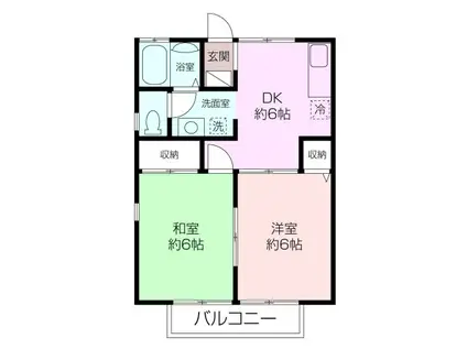 キャロットハウス(2DK/2階)の間取り写真