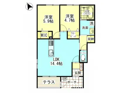 アルクス長束(2LDK/1階)の間取り写真