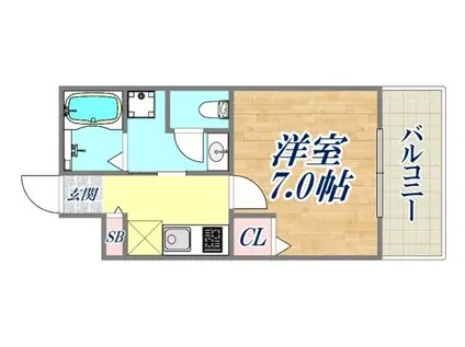 フローレンス魚崎北町Ⅱ(1K/2階)の間取り写真