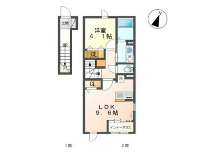 ティエラ・セゾン(1LDK/2階)の間取り写真