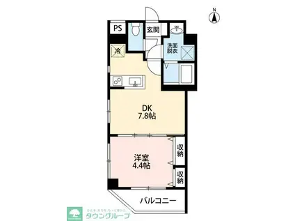 ガーデンフォレスト親水公園(1DK/4階)の間取り写真