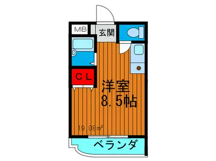 シャンティ中宮Ⅱ(ワンルーム/3階)の間取り写真