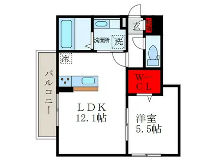 アグレイド北桜塚(1LDK/2階)の間取り写真