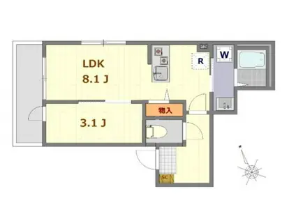 アットリラ八千代台西A(1LDK/1階)の間取り写真