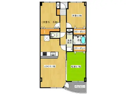 シャローム富士見(3LDK/4階)の間取り写真