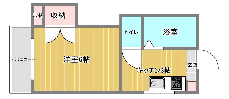 キャッスル東山手(1K/2階)の間取り写真