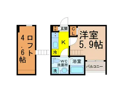 KAHALE尾頭橋(1K/1階)の間取り写真