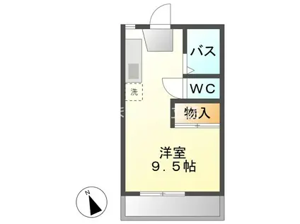 悠々荘(ワンルーム/2階)の間取り写真