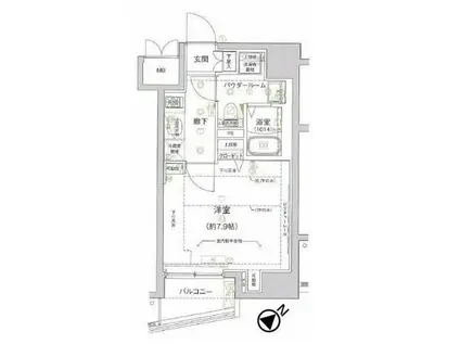 アルテシモプリマ(1K/4階)の間取り写真