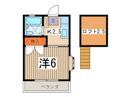 パールハイツ(1K/1階)の間取り写真