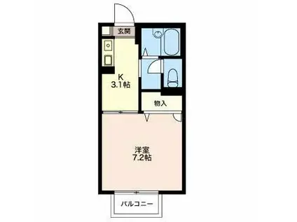 セフィラ西日野B棟(1K/2階)の間取り写真