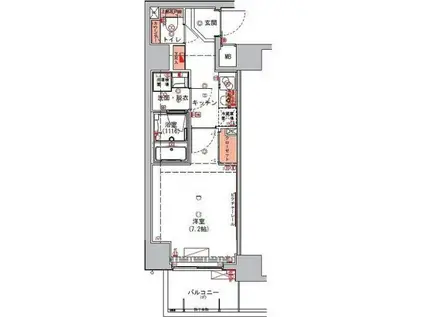 ハーモニーレジデンス東京イーストゲート(1K/1階)の間取り写真