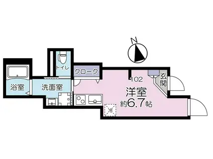 クライン バンブス(ワンルーム/1階)の間取り写真