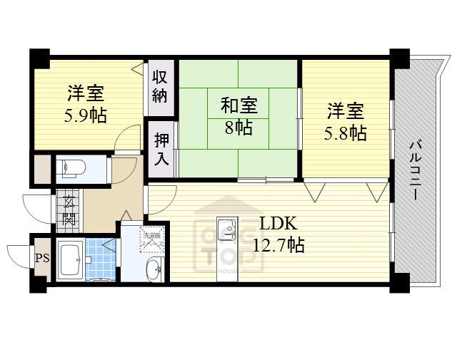 クオリティ五月ヶ丘(3LDK/1階)の間取り写真