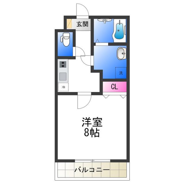 フェリーチェ石津(1K/3階)の間取り写真