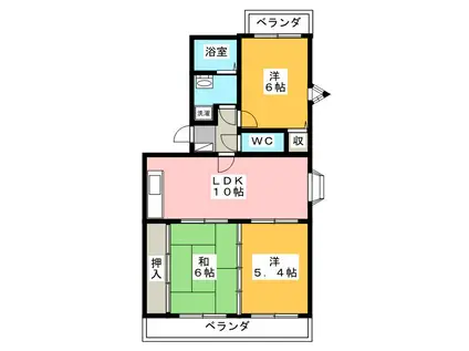 セントラルハイツ(3LDK/2階)の間取り写真