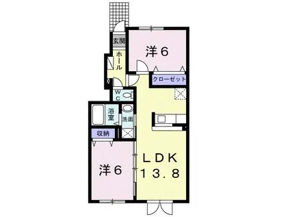 ノース・ホープ(2LDK/1階)の間取り写真
