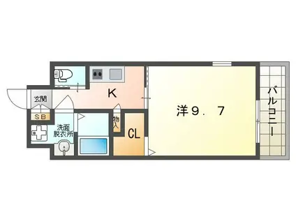 FOREST GRACE守口駅前II(1K/4階)の間取り写真