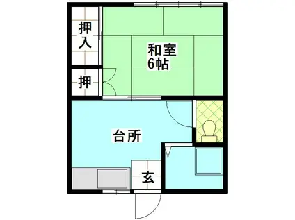 弘陽ハイツ(1K/1階)の間取り写真