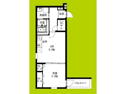 フジパレス花園中央公園南II番館(1LDK/2階)の間取り写真