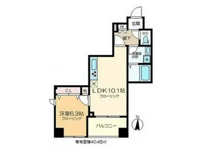 ミライア両国森下(1LDK/8階)の間取り写真