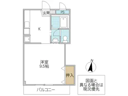 OGURI(1K/3階)の間取り写真