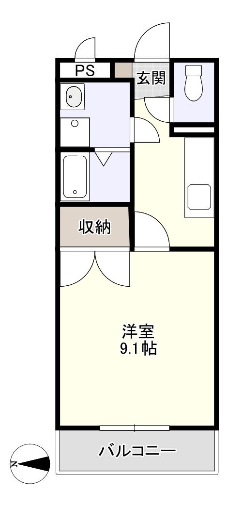 パティオ西島田(1K/2階)の間取り写真