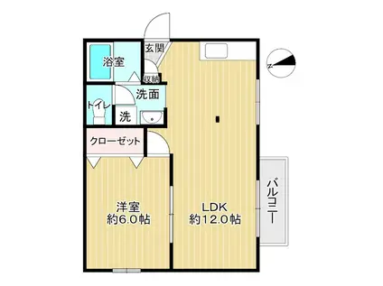 ハイマートオリド(1LDK/2階)の間取り写真