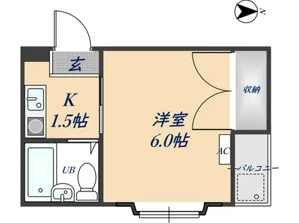 ビリーヴドゥーエ(1K/2階)の間取り写真