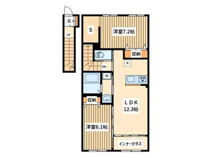 つくばエクスプレス 柏の葉キャンパス駅 徒歩18分 2階建 新築(2LDK/2階)の間取り写真