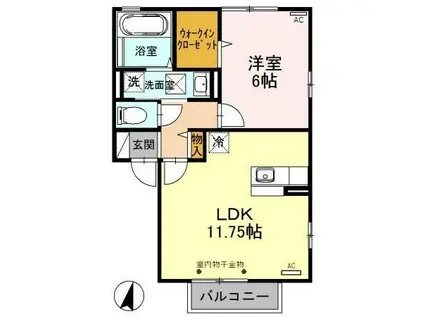 ジュスティス(1LDK/1階)の間取り写真