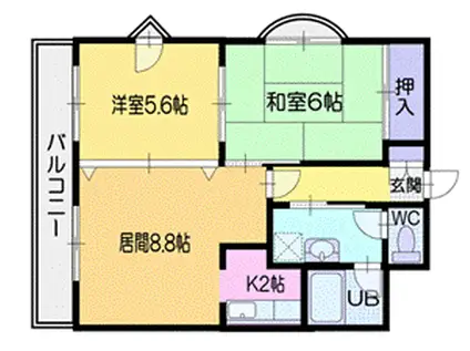 プレサント小樽稲穂(2DK/3階)の間取り写真