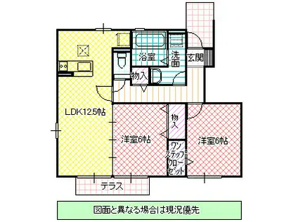 ベル テールB(2LDK/1階)の間取り写真