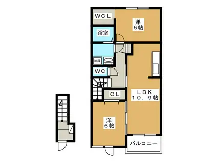 フレスクーラ蟻ヶ崎III(2LDK/2階)の間取り写真