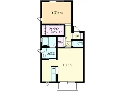 ヴィラ樫II(1LDK/1階)の間取り写真