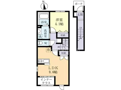 エルハーベンII(1LDK/2階)の間取り写真