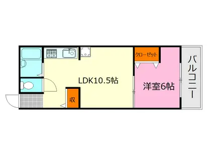 藤川ビル(1LDK/3階)の間取り写真