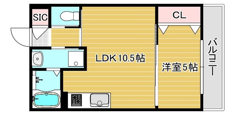 セレニティ衣摺(1LDK/3階)の間取り写真
