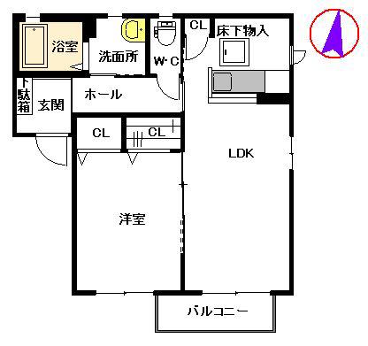 メゾンY(1LDK/1階)の間取り写真