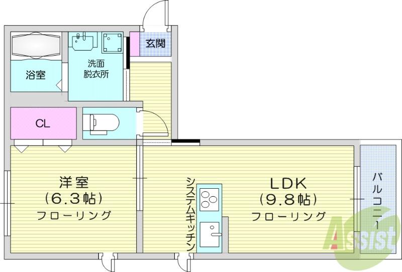 シャーメゾンベルク(1LDK/1階)の間取り写真
