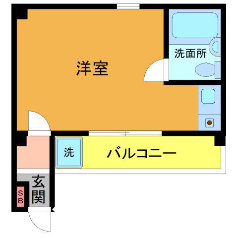 Fコーポ(ワンルーム/3階)の間取り写真