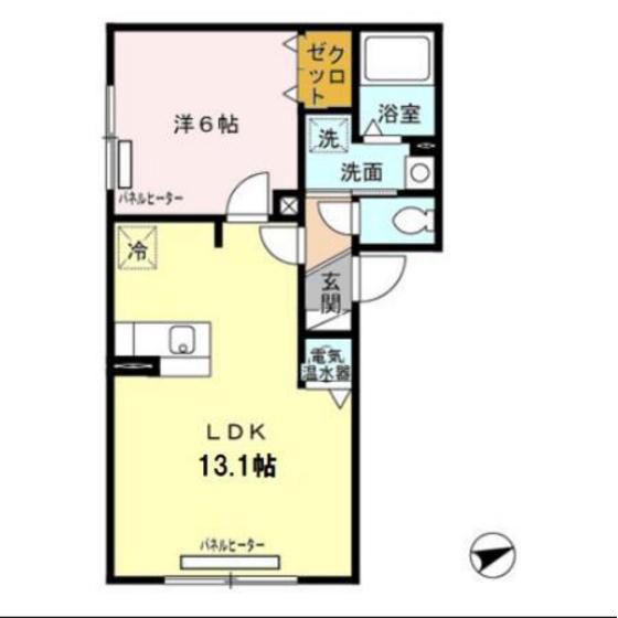 リビングタウン山の手F(1LDK/2階)の間取り写真
