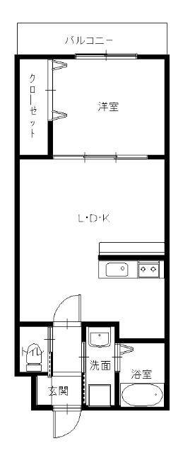 アヴェニール小菅(1LDK/1階)の間取り写真